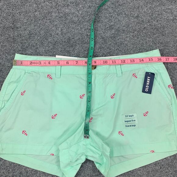 Old Navy Short Womens 4 Mint Embroidered Anchor Cotton Flat Front Low Rise Chino - Picture 5 of 11